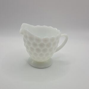 Anchor Hocking White Milk Glass  Bubble Creamer